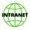 green outline of a globe with "intranet" written over it